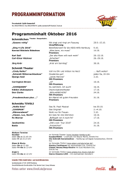 Schmidt TIVOLI Programm Oktober 2016