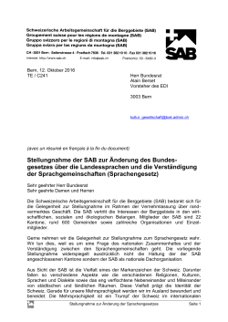 Stellungnahme der SAB zum Sprachengesetz