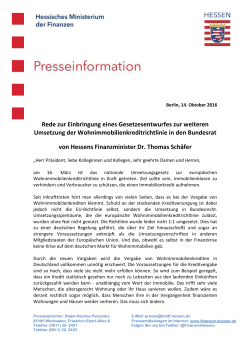 Rede von Hessens Finanzminister Dr. Schäfer im Bundesrat am 14