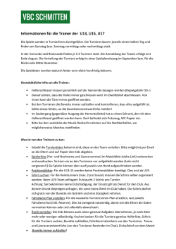 Informationen f&uuml;r die Trainer der U13, U15, U17