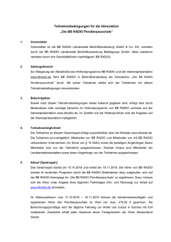 Teilnahmebedingungen für die Höreraktion „Die BB RADIO