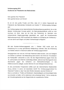 Gru&szlig;worte Pr&auml;sidenin des Nationalrats Doris Bures