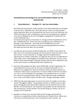 Kontrollverlust bei Stuttgart 21 und strafrechtliche Risiken für die