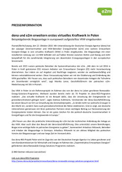 dena und e2m erweitern erstes virtuelles Kraftwerk in Polen