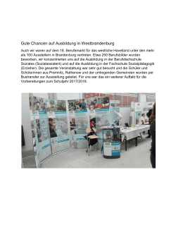 Gute Chancen auf Ausbildung in Westbrandenburg