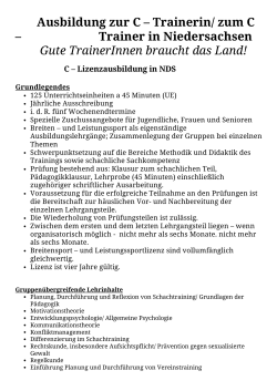 Rahmenplan für die C-Lizenzausbildung in Niedersachsen