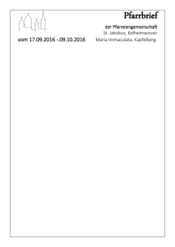 Pfarrbrief Nr. 11 vom 17.09. - pfarreiengemeinschaft Kelheimwinzer