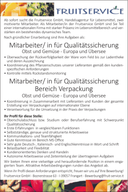 in f&uuml;r Qualit&auml;tssicherung Mitarbeiter/ in f&uuml;r