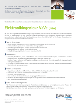 Elektronikingenieur VaVe (m/w)