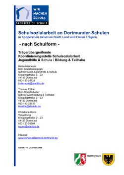 Schulsozialarbeit an Dortmunder Schulen - nach Schulform -