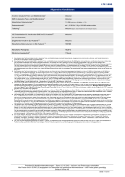 Preisliste für Mobilfunkdienstleistungen