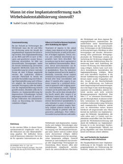 Wann ist eine Implantatentfernung nach Wirbels&auml;ulenstabilisierung