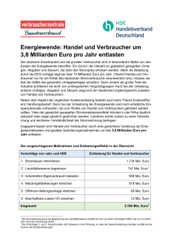 Handel und Verbraucher um 3,8 Milliarden Euro pro Jahr entlasten