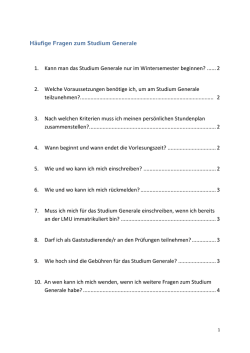 H&auml;ufige Fragen zum Studium Generale 1. Kann man das Studium