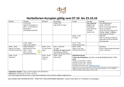 Herbstferien-Kursplan g&uuml;ltig vom 07.10. bis 23.10.16