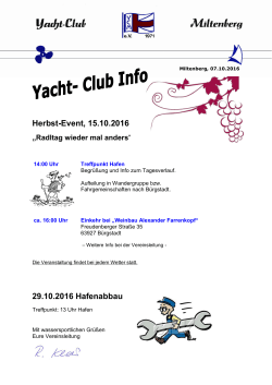 Herbst-Event, 15.10.2016 29.10.2016 Hafenabbau - Yacht