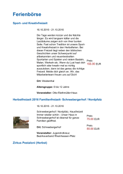 Angebote in Rheinland-Pfalz - Ferienbörse Rheinland