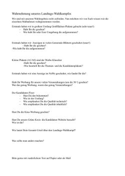 Wahrnehmung unseres Landtags-Wahlkampfes