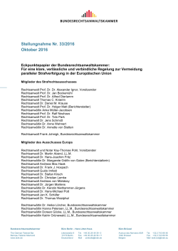 BRAK-Stllgn 33-2016 - Bundesrechtsanwaltskammer