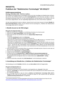 INFOZETTEL Praktikum der "Medizinischen Terminologie"