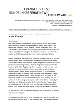In der Fremde - Kirche im WDR