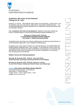 Wie sicher ist eine Narkose? - Agaplesion Diakonieklinikum Hamburg