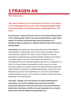 3 Fragen an PD Dr. Andreas Boes