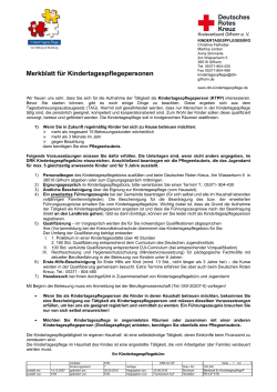 Merkblatt für Kindertagespflegepersonen