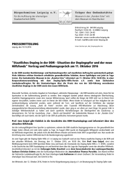 "Staatliches Doping in der DDR - Situation der Dopingopfer und der