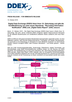 Digital Data Exchange (DDEX) feiert ihren 10. Geburtstag und gibt