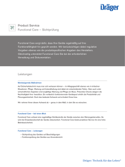 Leistungen Product Service Functional Care – Sichtprüfung