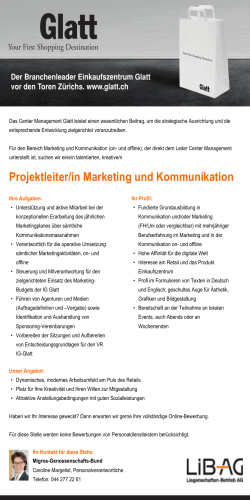 Projektleiter/in Marketing und Kommunikation