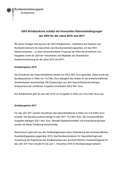 GKV-Sch&auml;tzerkreis sch&auml;tzt die finanziellen Rahmenbedingungen