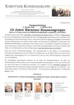 Konsensgruppe 10-Jahr-Jubiläum PRESSEMITTEILUNG Bericht
