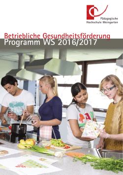 Programm WS 2016/2017 - Pädagogische Hochschule Weingarten