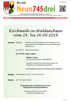 Kirchweih in Waldsachsen vom 24. bis 26.09.2016