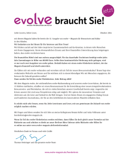 braucht Sie! - Evolve Magazin