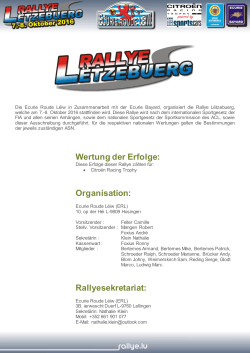 Wertung der Erfolge: Organisation: Rallyesekretariat: