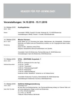 Veranstaltungen: 14.10.2016 - 15.11.2016