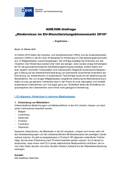 Hindernisse im EU-Dienstleistungsbinnenmarkt 2016