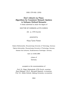 Dont disturb my Flows: Algorithms for Consistent - ETH E