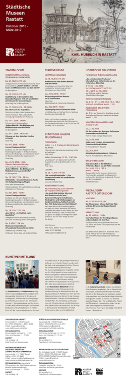 Halbjahresprogramm der st&auml;dtischen Museen