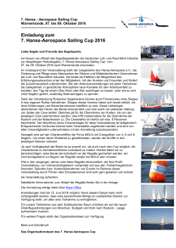 Einladung zum 7. Hanse-Aerospace Sailing Cup 2016