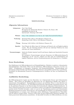 Inhaltsbeschreibung - Institut f&uuml;r Mathematik - Hu