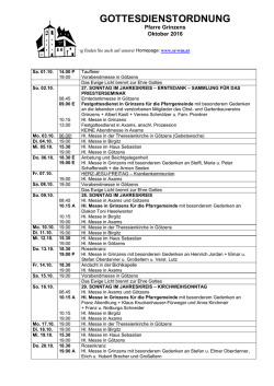 Gottesdienstordnung Grinzens Oktober 2016