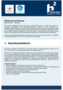 Sachbearbeiter/in - Hochschule Magdeburg