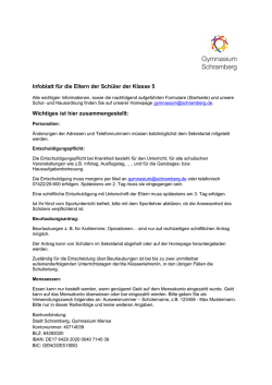 Informationsblatt f&uuml;r die 5. Kl&auml;ssler