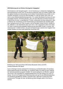 GPS-Referenzpunkt am Erfurter Hirschgarten freigegeben Ob