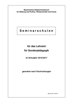 Verzeichnis der Seminarschulen im Schuljahr 2016-2017
