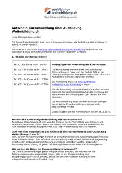 Gutschein Kursanmeldung &uuml;ber Ausbildung
